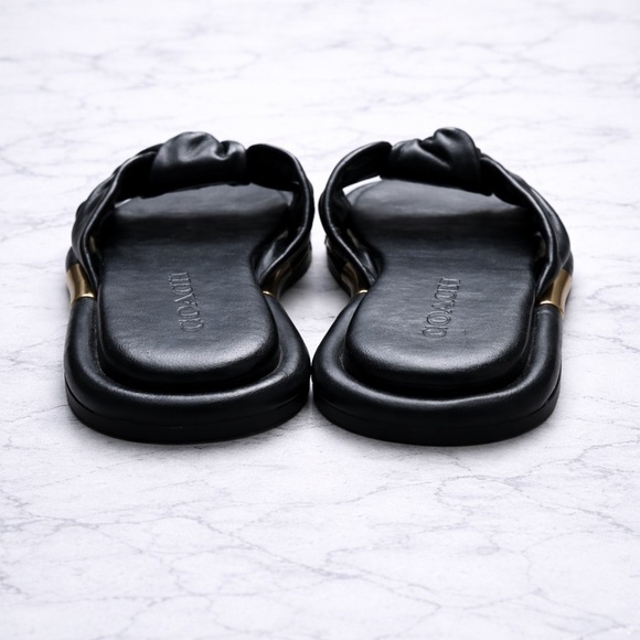 Coach Black Slide Sandals with Gold Accent - Picture 5 of 12